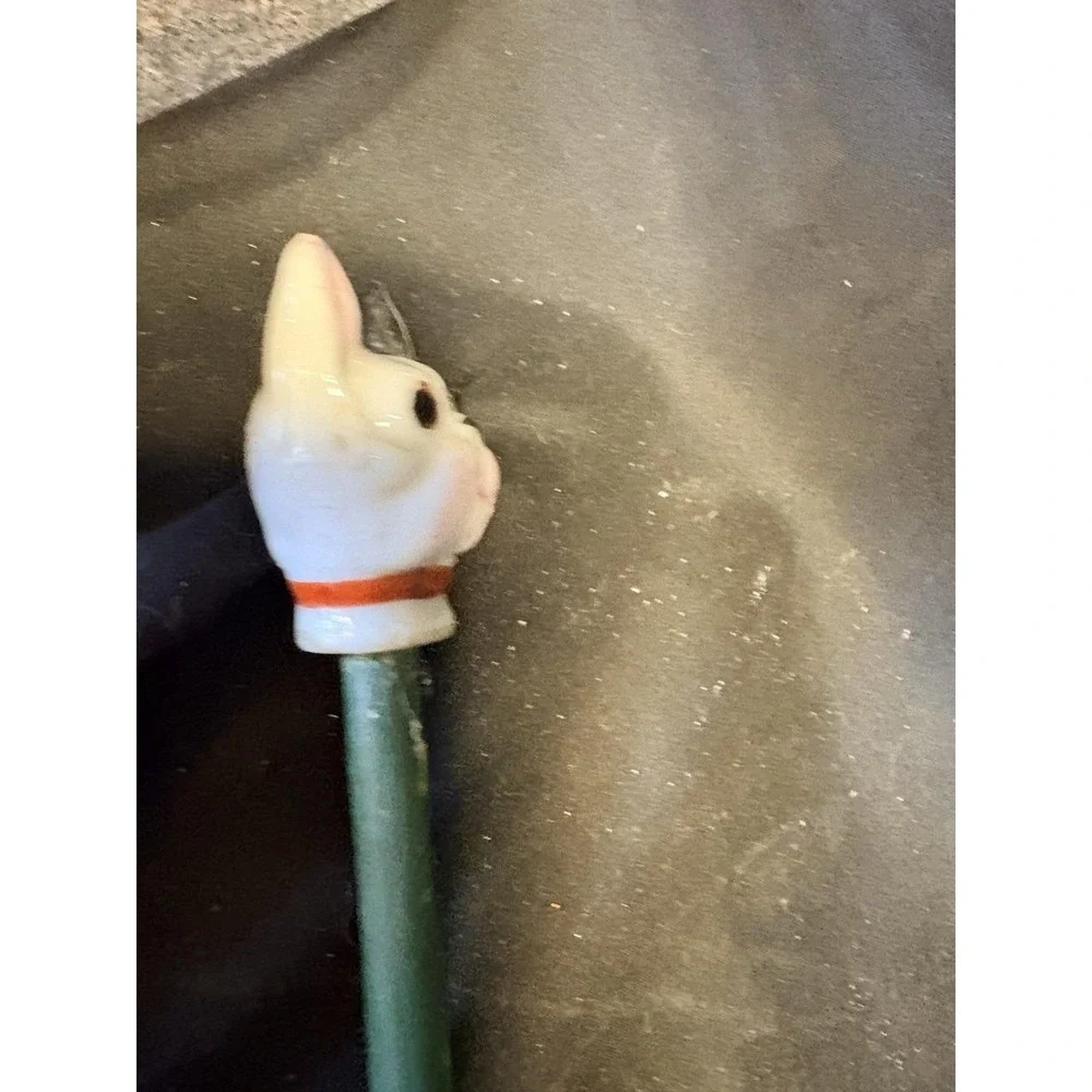 Vintage Carnival Cane Stick Porcelain French Bull Dog Head 34